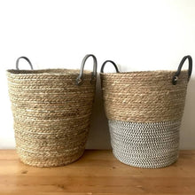 Load image into Gallery viewer, Woven Bamboo baskets, Storage Baskets ,Willow baskets ,Hanging woven baskets ,Vintage wire 
