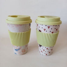 Load image into Gallery viewer, Geometric ,Plain ,Bamboo cups with Lid ,Microwavable bamboo cups
